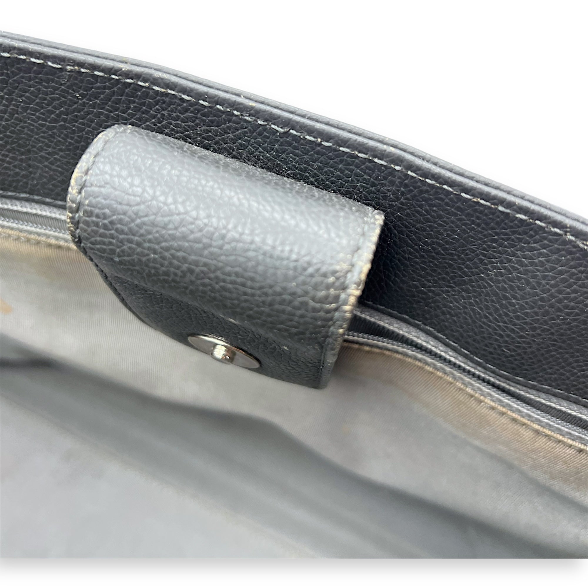 Executive Perf Top Handle Bag Grey in Calfskin, Silver hardware - Image 22
