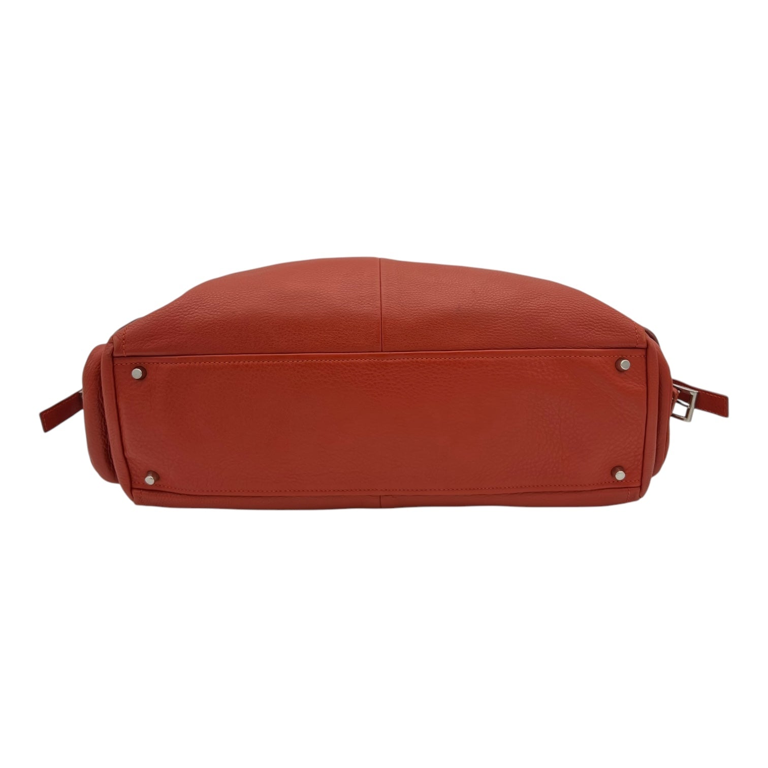 Vitello Daino Red Shoulder Bag in Calfskin, Silver hardware - Image 6