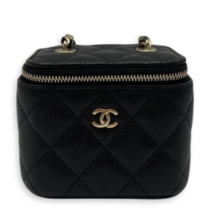 Vanity Crossbody Bag Mini Black in Caviar Leather, Gold hardware