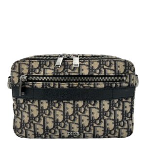 Safari Crossbody Bag Blue in Jacquard, Silver hardware
