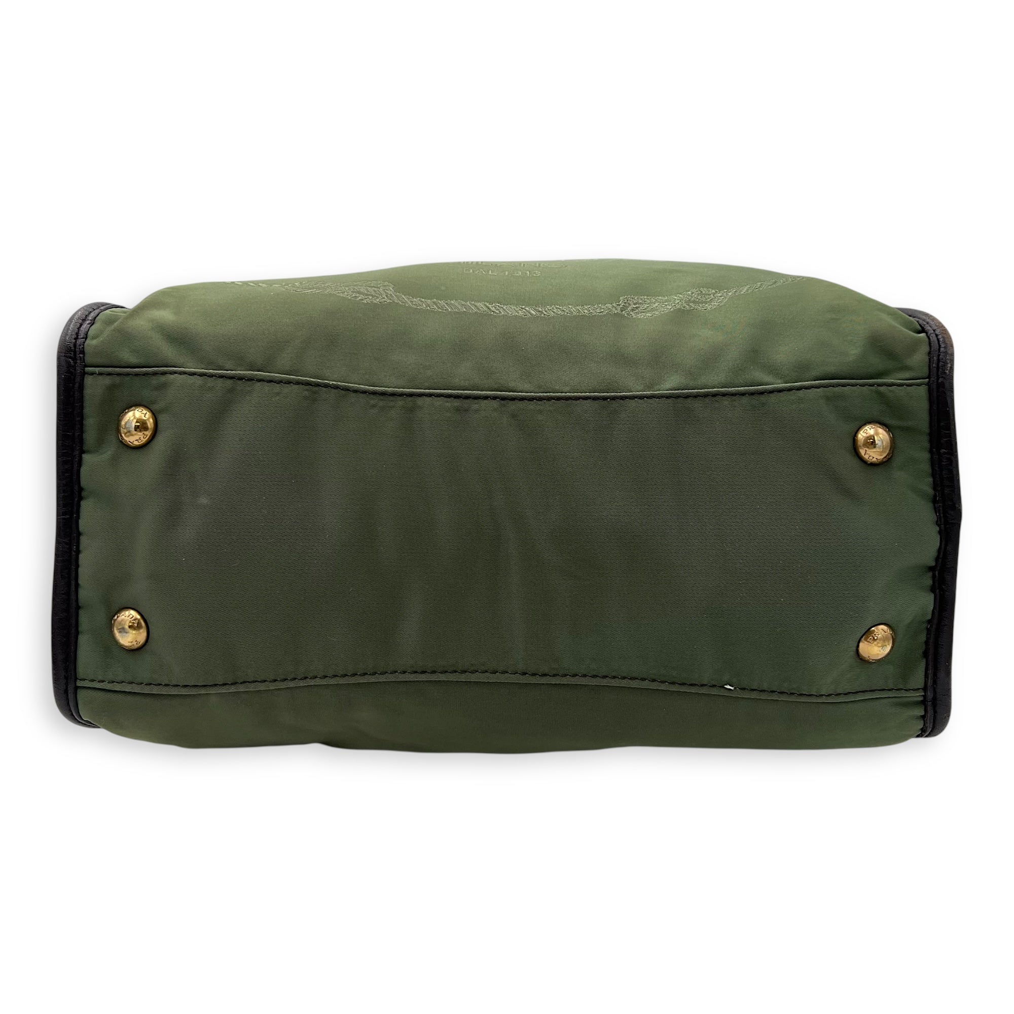 Logo Green Top Handle Bag in Jacquard Nylon, Gold hardware - Image 6