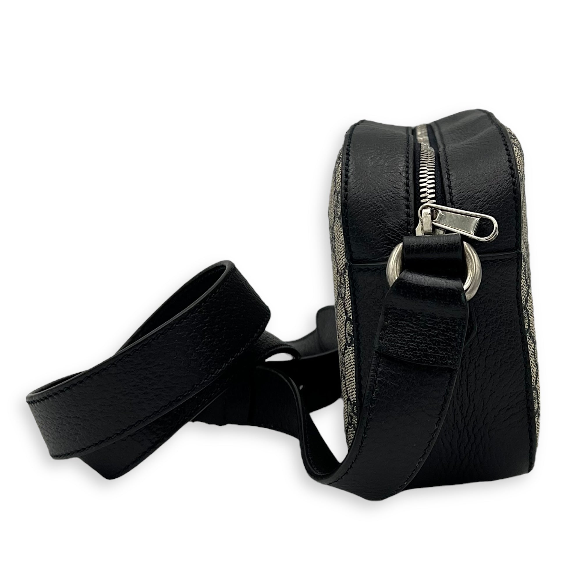 Ophidia Crossbody Bag Blue in Coated Canvas, Silver hardware - Image 4