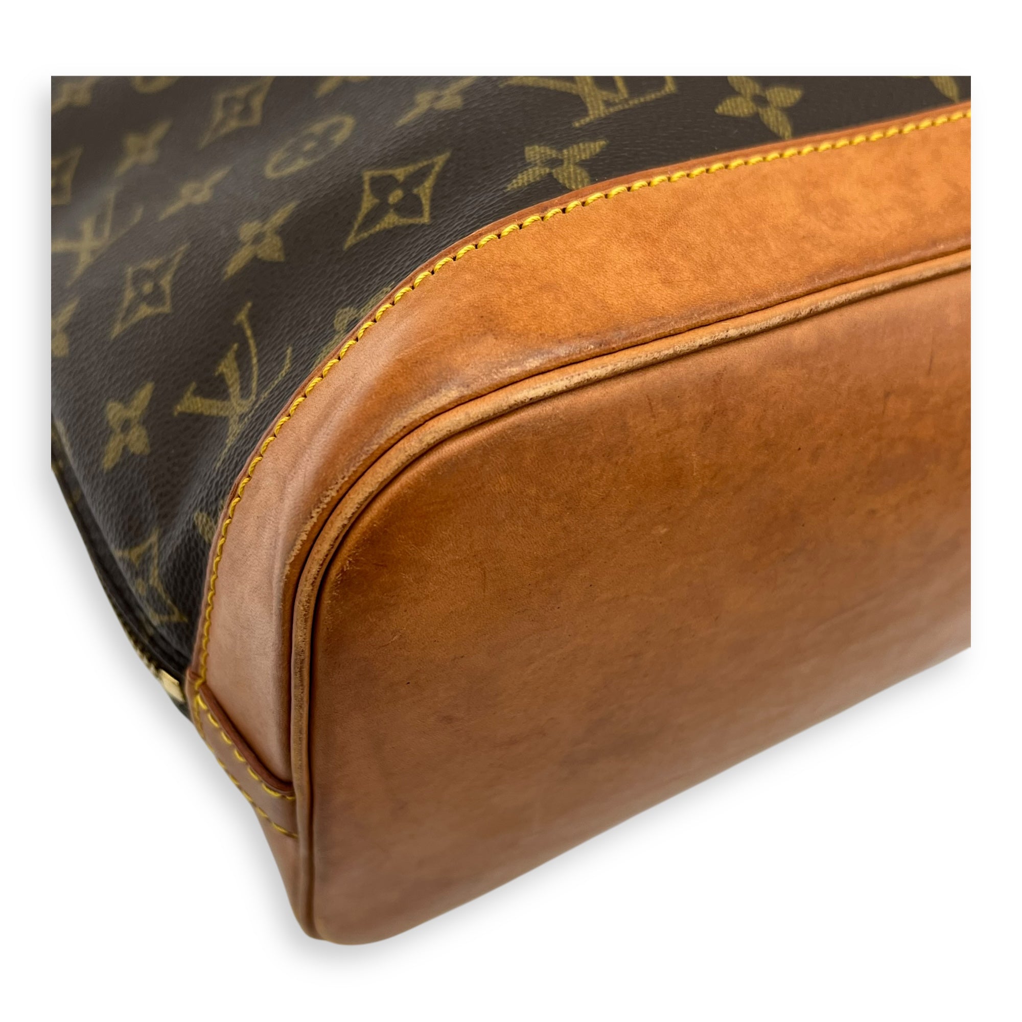 Alma Top Handle Bag PM Brown in Monogram Coated Canvas, Gold hardware - Image 13