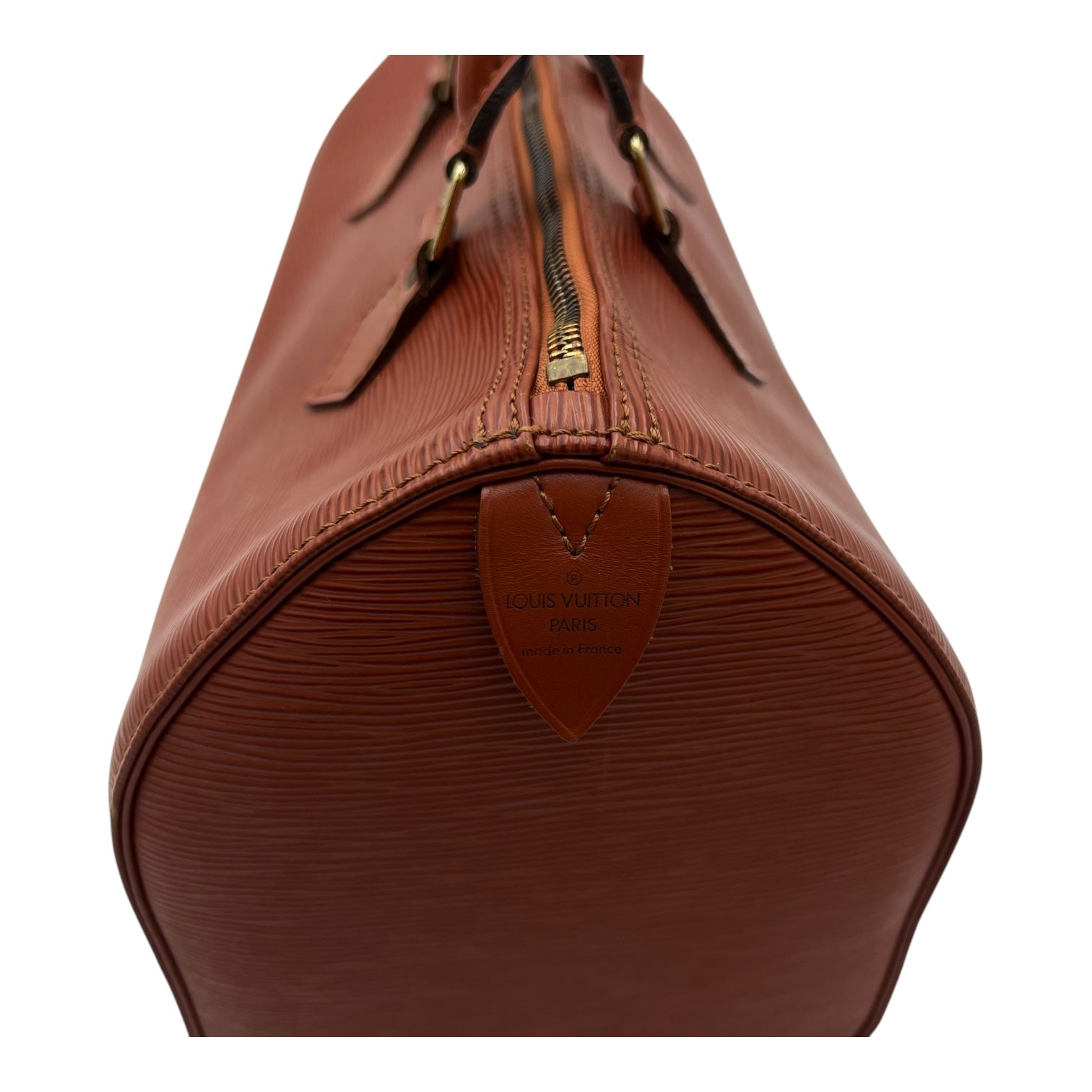 Speedy Brown Top Handle Bag in Epi Leather, Gold hardware - Image 9