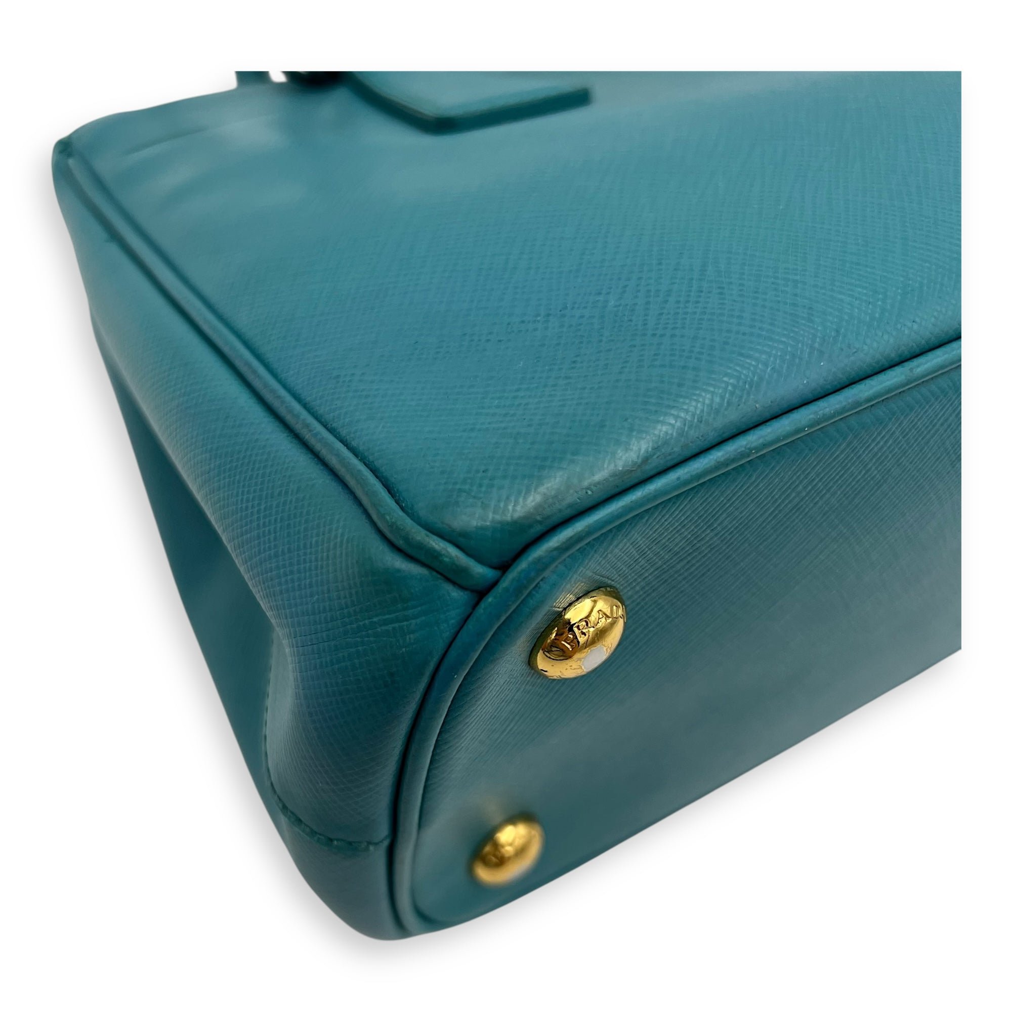 Galleria Top Handle Bag Blue in Saffiano Leather, Gold hardware - Image 8