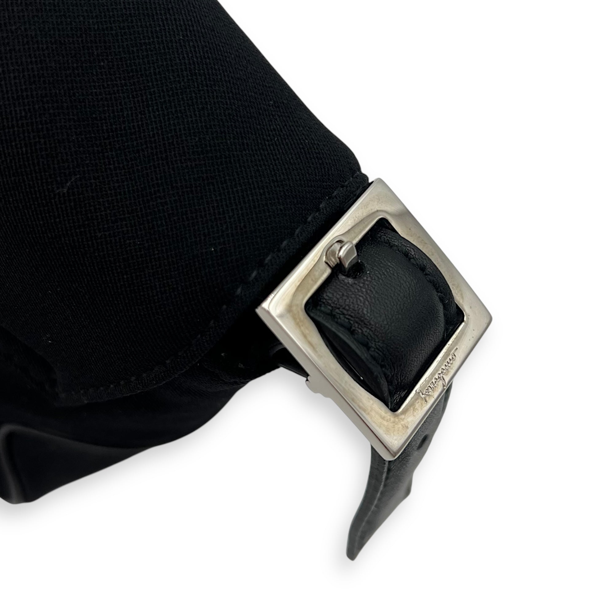 Logo Black Shoulder Bag in Canvas, Silver hardware - Image 9