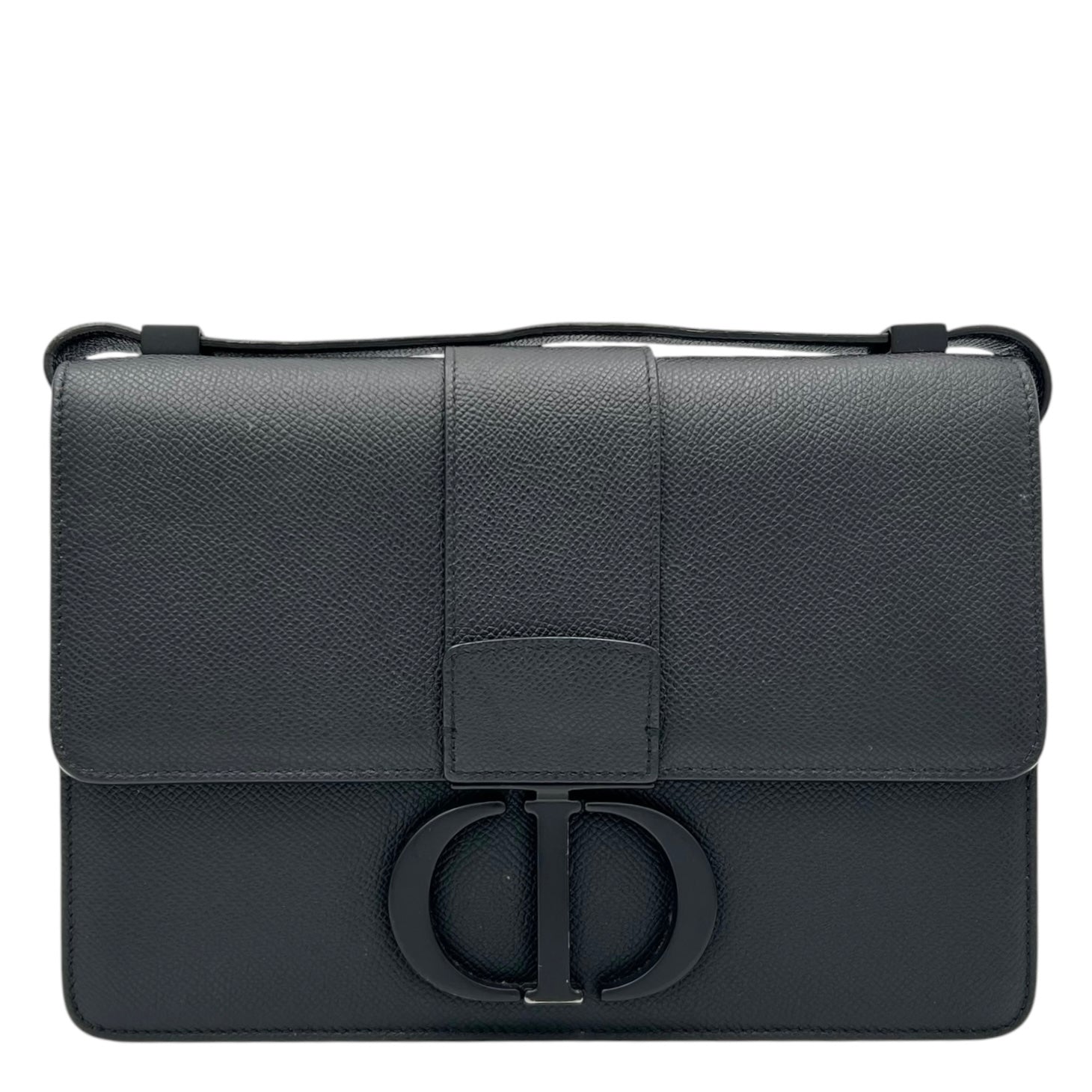 30 Montaigne Shoulder Bag Black in Calfskin, Lacquered Metal hardware