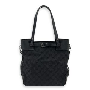 GG Top Handle Bag Black in Canvas, Silver hardware