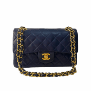 Chanel Navy Vintage Classic Double Flap Small Bag