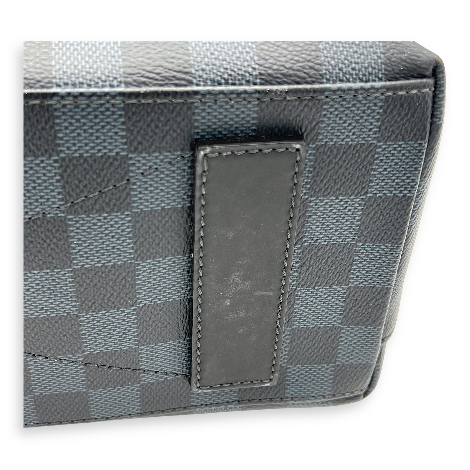 North South Tote Damier Top Handle Bag Blue in Coated Canvas, black hardware - Image 8