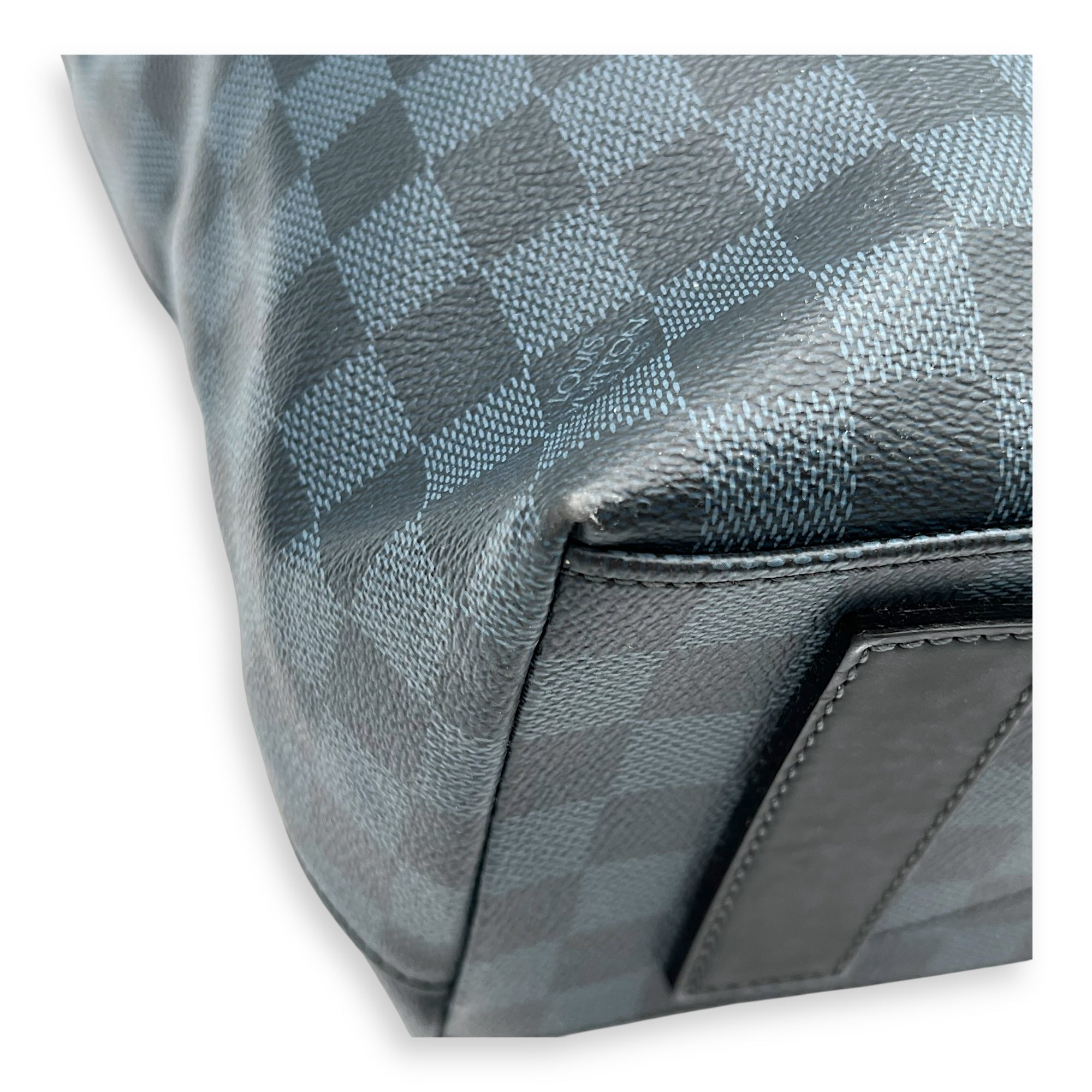 North South Tote Damier Top Handle Bag Blue in Coated Canvas, black hardware - Image 7