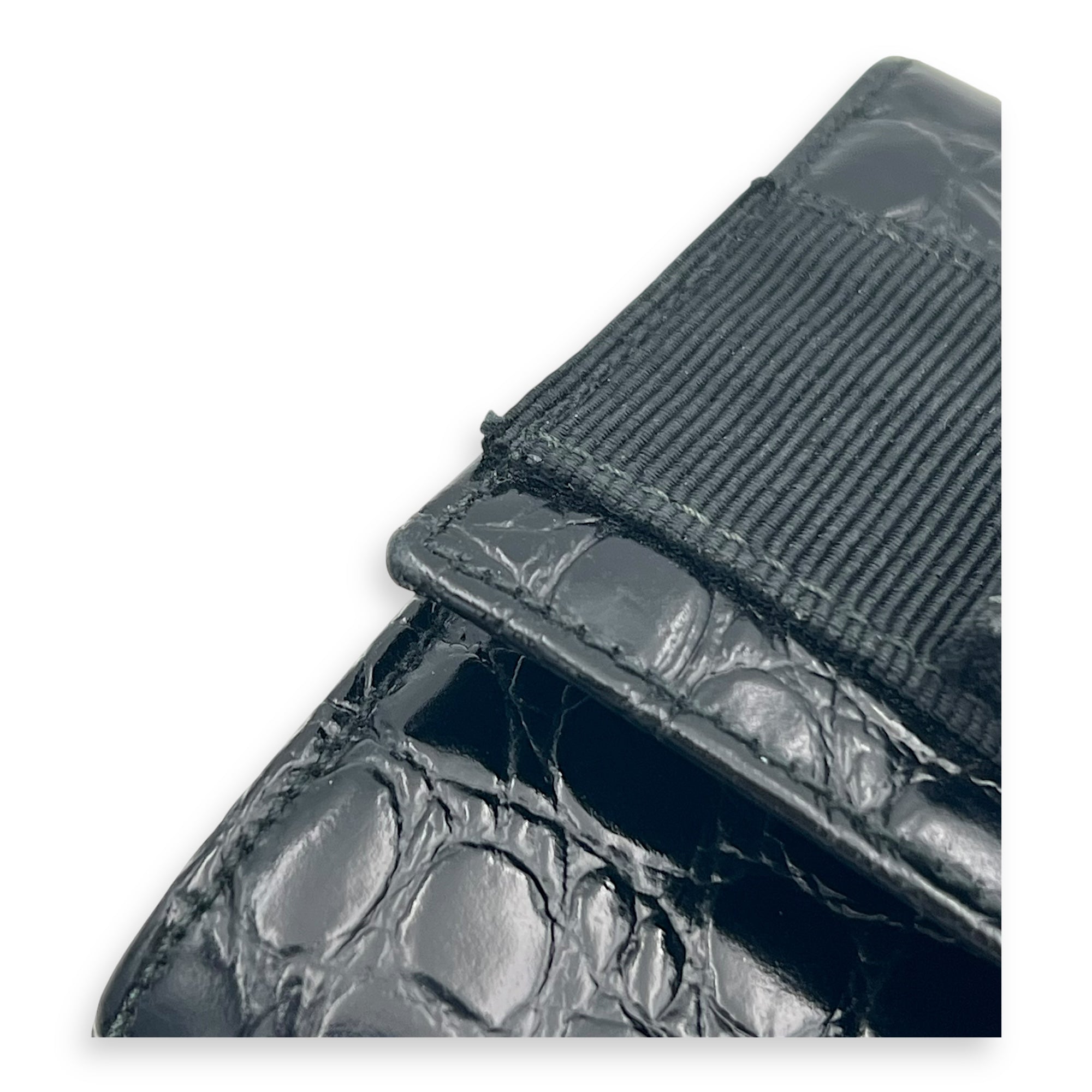 Vara Bow Shoulder Bag Black in Crocodile Leather, Gold hardware - Image 11