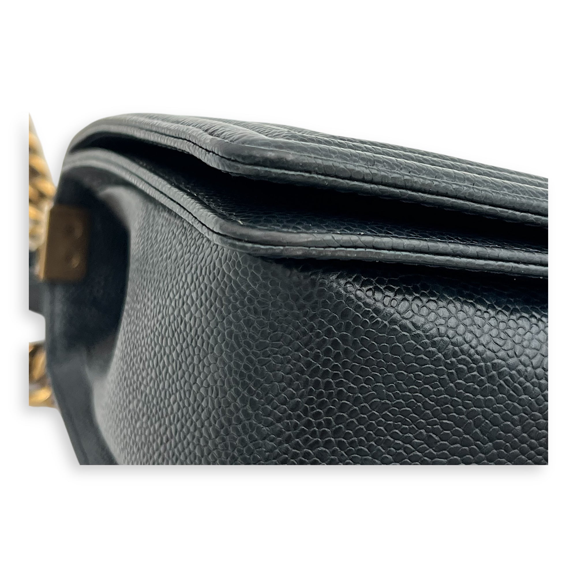 Boy New Medium Blue Shoulder Bag in Caviar Leather, Gold hardware - Image 9