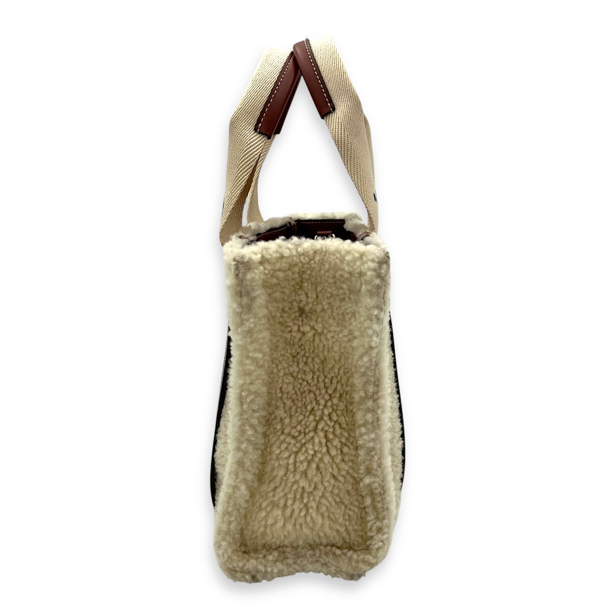 Woody Tote Bag Small Beige in Wool, Gold hardware - Image 5