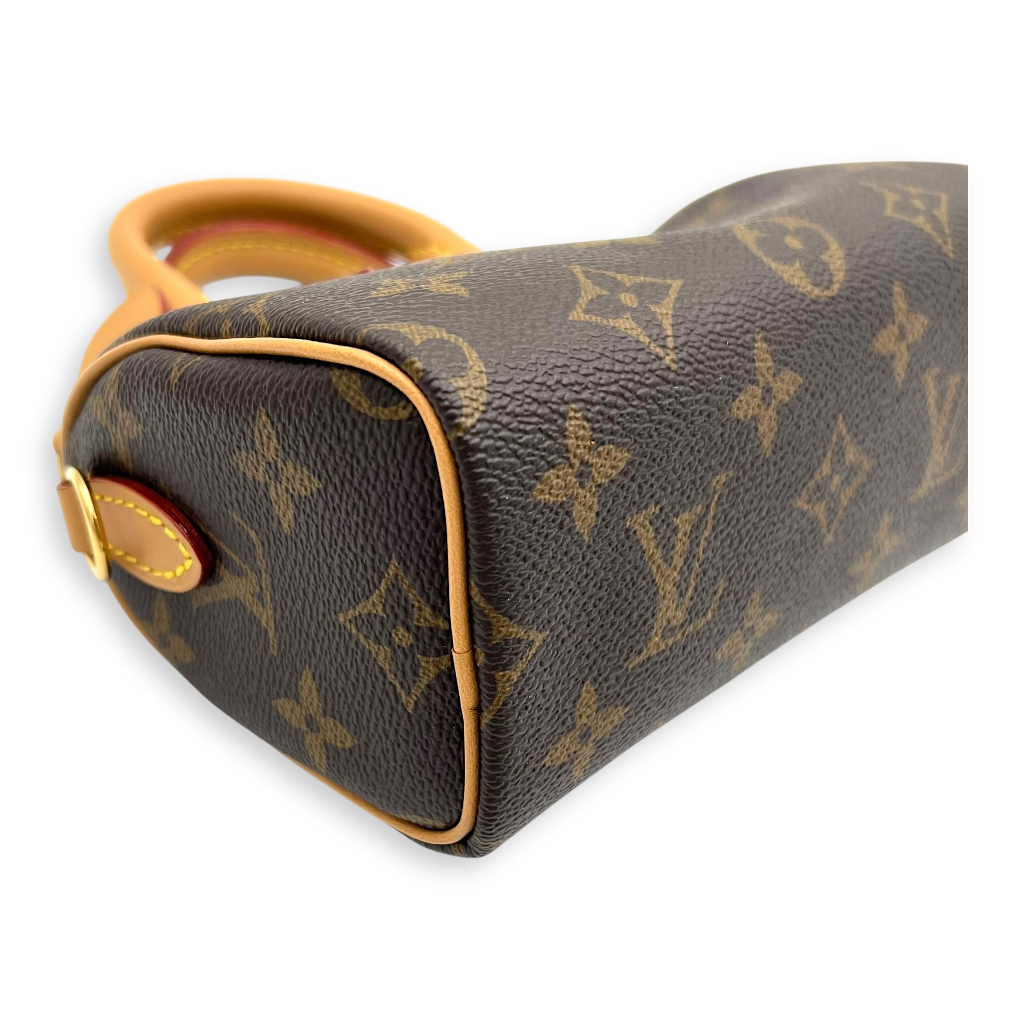 Speedy Crossbody Bag Nano Brown in Monogram Coated Canvas, Gold hardware - Image 7