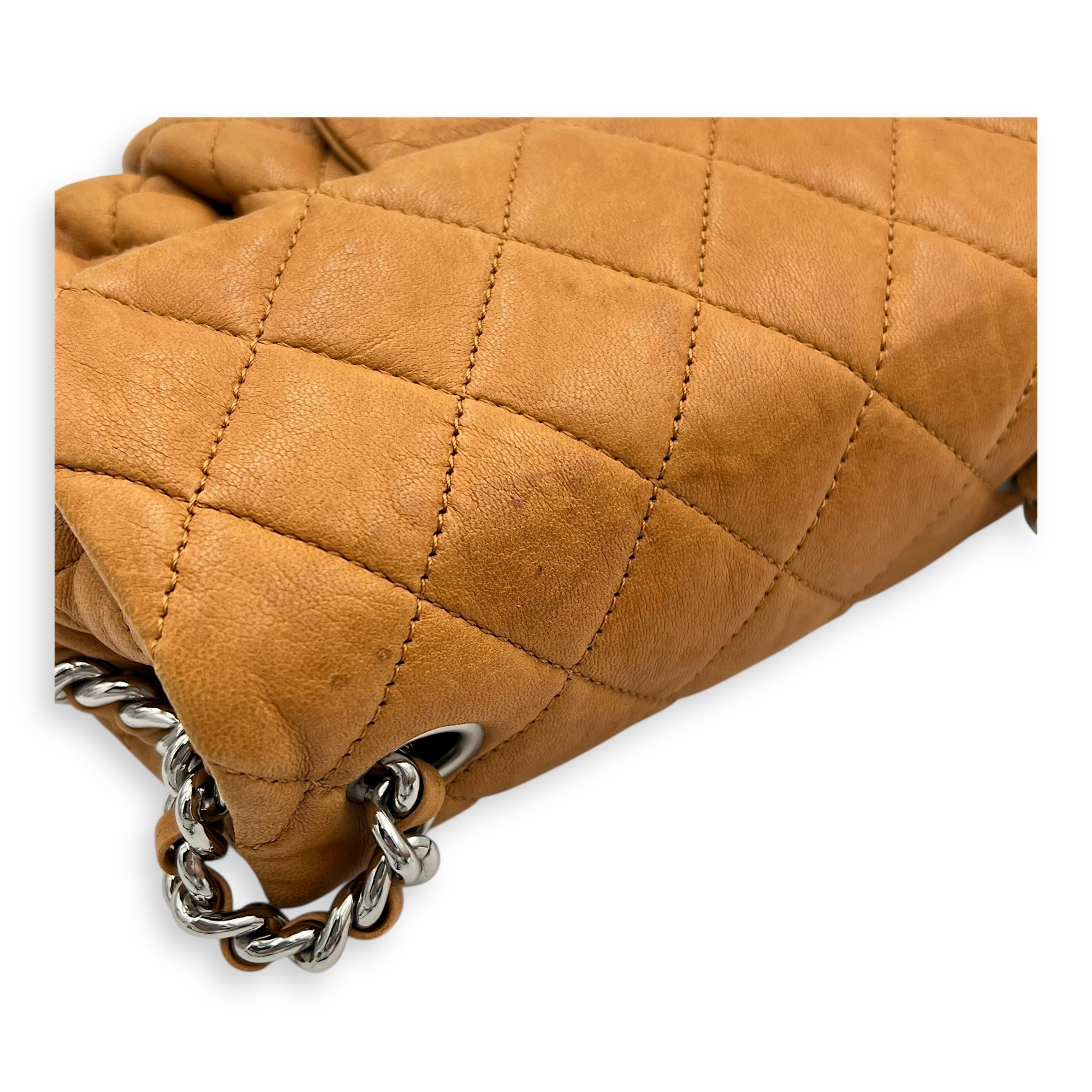 Chain Around Shoulder Bag Brown in Calfskin, Silver hardware - Image 10