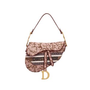 Saddle Bag Metallic Pink Dior Brocart Embroidery