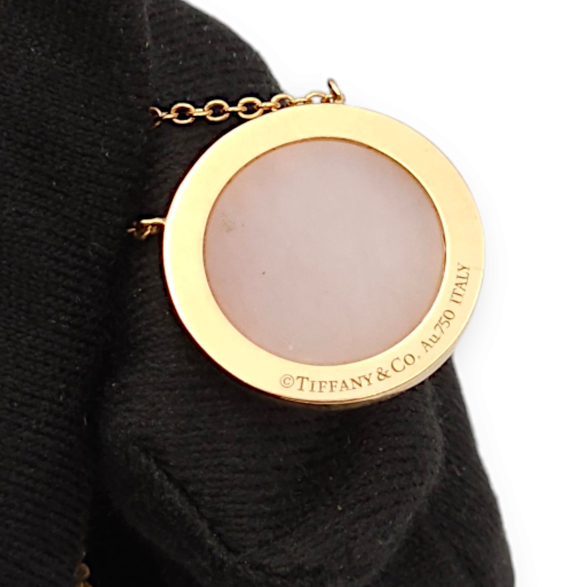 Diamond and Pinic Opal Circle Pendant 46 Diamonds Necklace in Rose Gold - Image 5