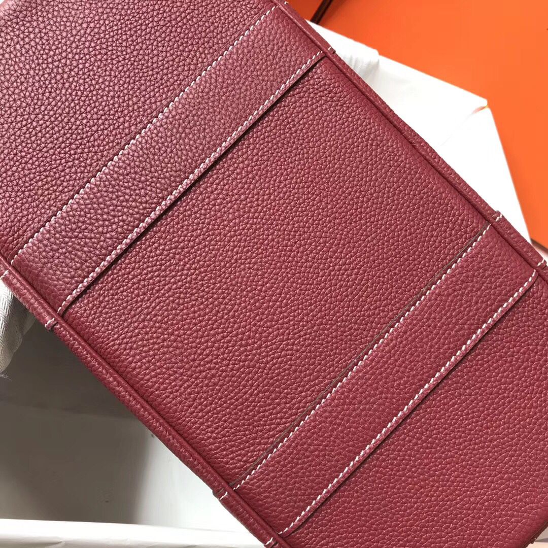 Hermes Garden Party 30 Bag In Bordeaux Taurillon Leather - Image 5
