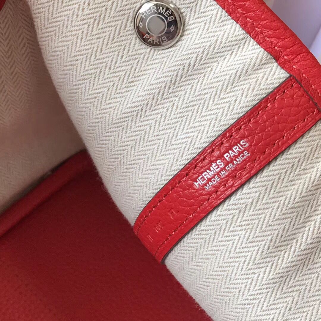 Hermes Garden Party 30 Bag In Red Taurillon Leather - Image 6