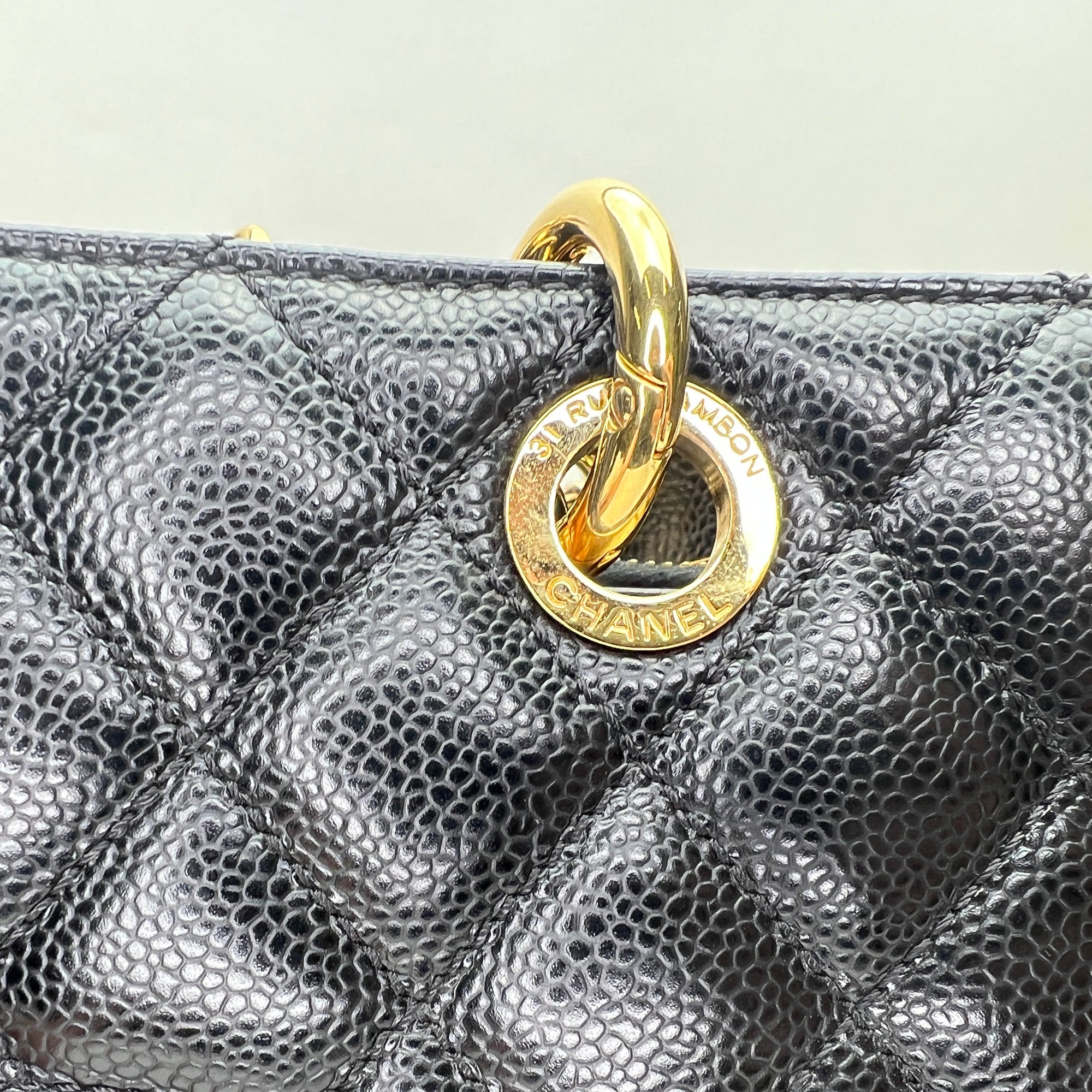 GST Black Tote Bag in Caviar Leather, Gold hardware - Image 7