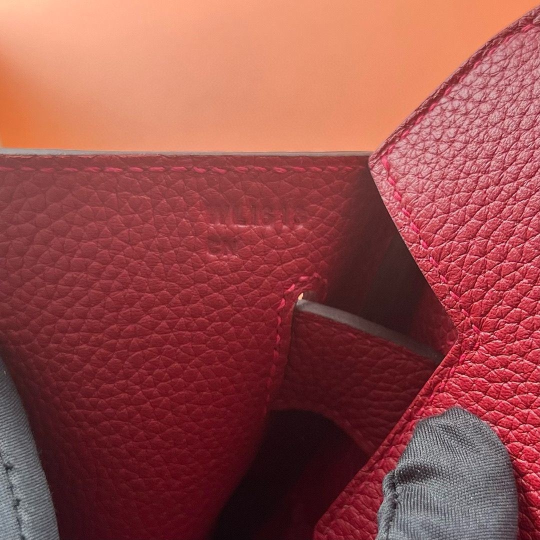 Hermes HAC Birkin 40 Handmade Bag in Red Clemence Leather - Image 9
