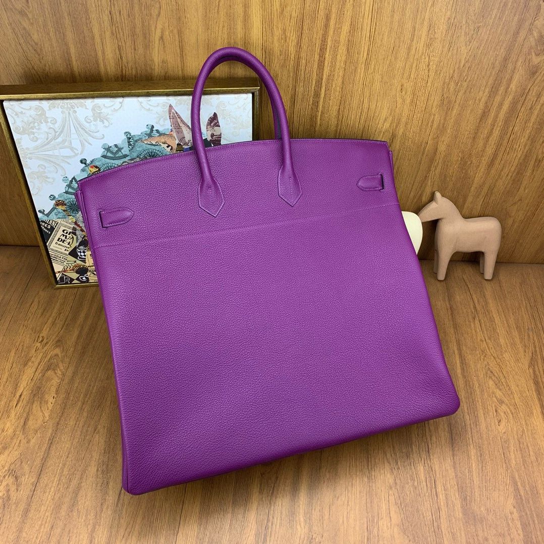 Hermes Birkin HAC 50 Handmade Bag in Anemone Clemence Leather - Image 5