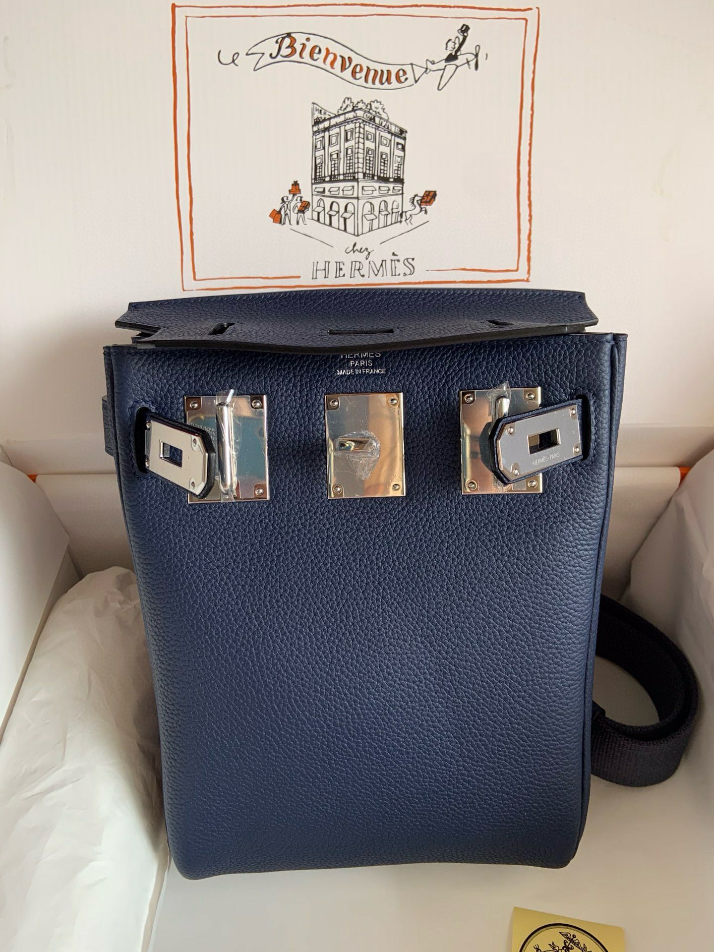Hermes Hac a Dos PM Backpack in Blue Saphir Clemence Leather - Image 10