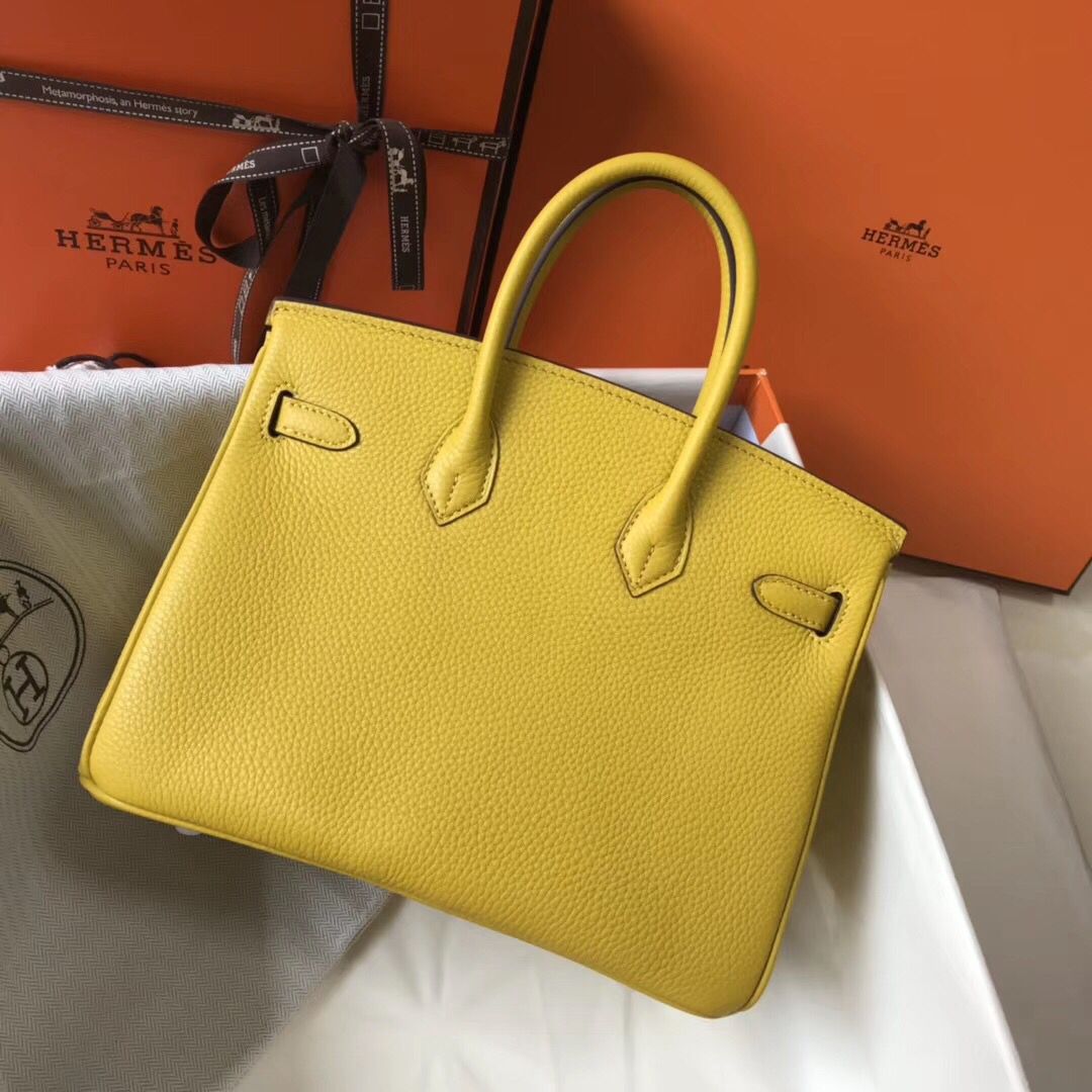 Hermes Birkin 25cm Bag In Yellow Clemence Leather GHW - Image 4
