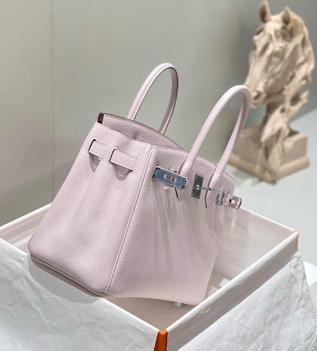 Hermes Birkin 30cm Bag In Mauve Pale Clemence Leather PHW - Image 5