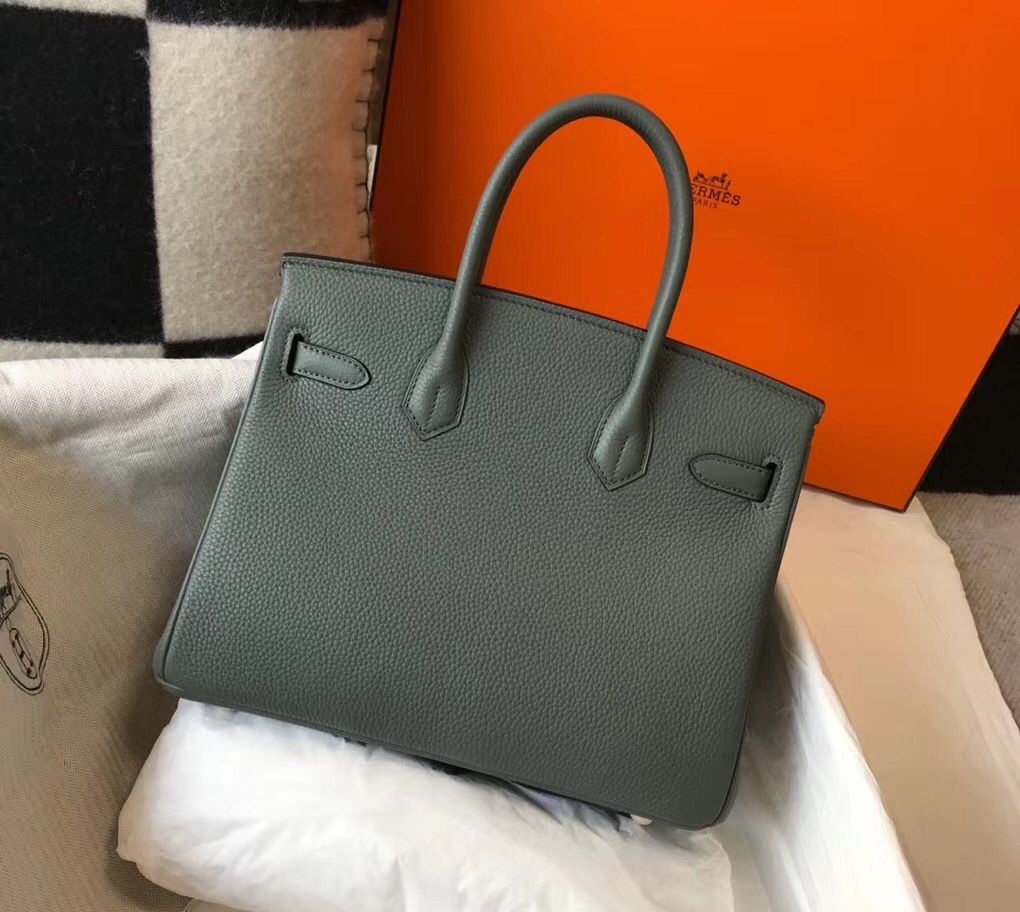 Hermes Birkin 30cm Bag In Vert Amande Clemence Leather GHW - Image 3
