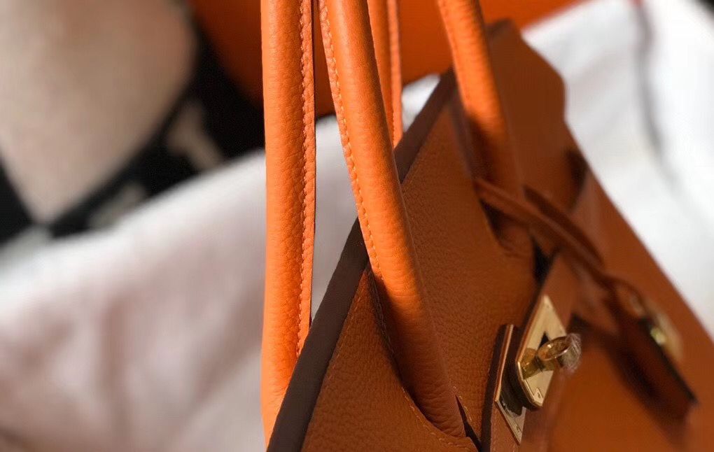 Hermes Birkin 35cm Bag In Orange Clemence Leather GHW - Image 4