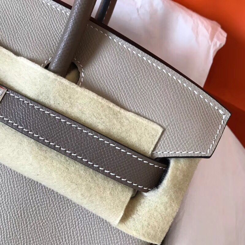 Hermes Birkin 30 Handmade Bicolor Bag In Grey Epsom Leather - Image 3