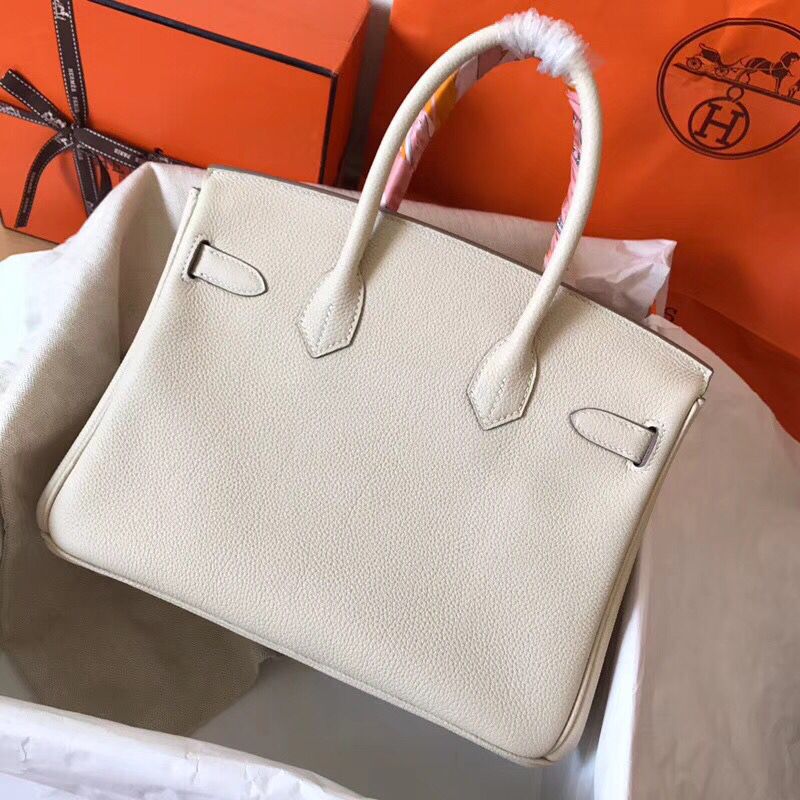 Hermes Birkin 30 Handmade Bag In White Clemence Leather - Image 6