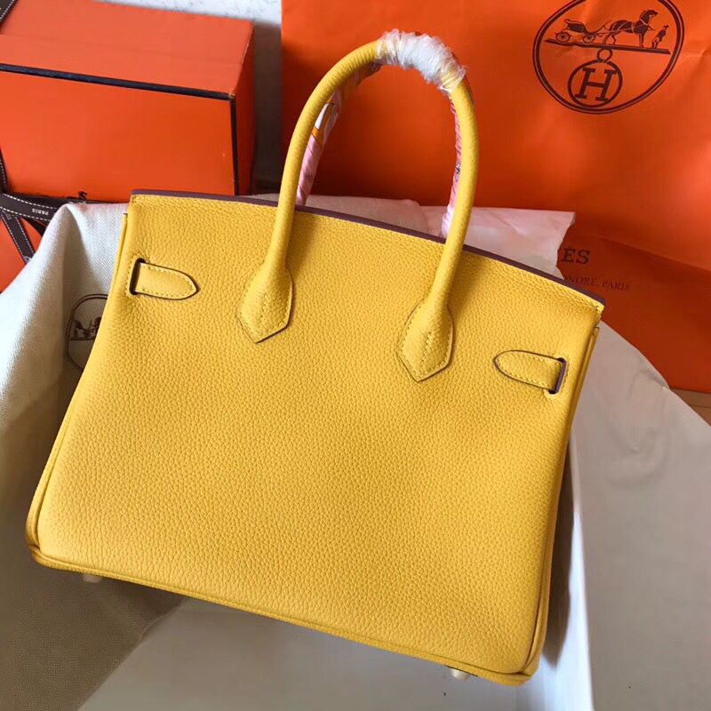 Hermes Birkin 30 Handmade Bag In Yellow Clemence Leather - Image 3