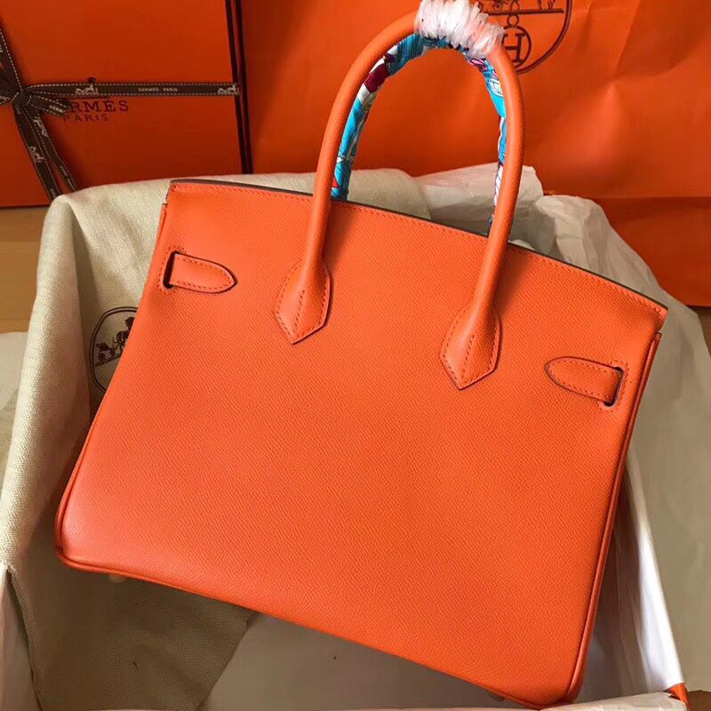 Hermes Birkin 30 Handmade Bag In Orange Epsom Leather - Image 9