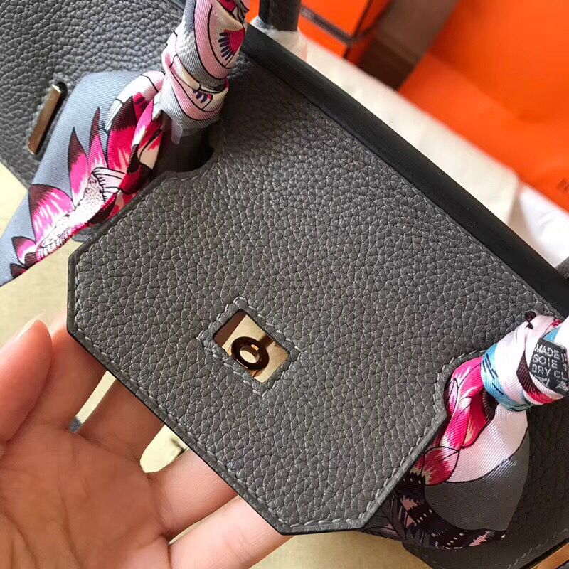 Hermes Birkin 35 Handmade Bag In Ardoise Clemence Leather - Image 8