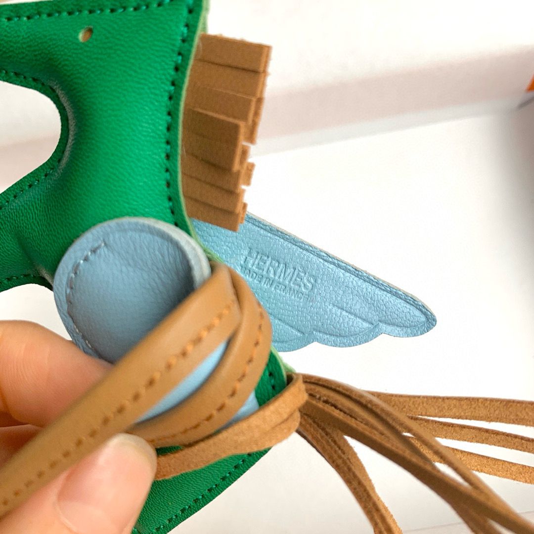 Hermes Rodeo Pegase PM Bag Charm in Menthe/Blue/Biscuit Lambskin - Image 6