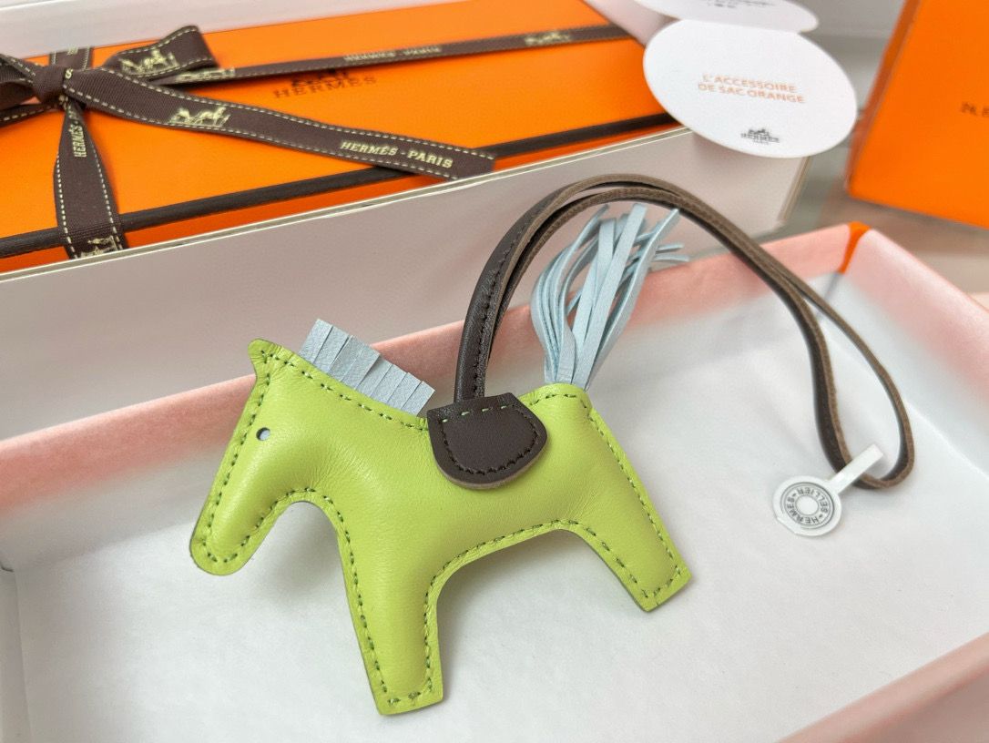 Hermes Rodeo PM Bag Charm in Jaune/Chocolat/Blue Milton Lambskin - Image 4