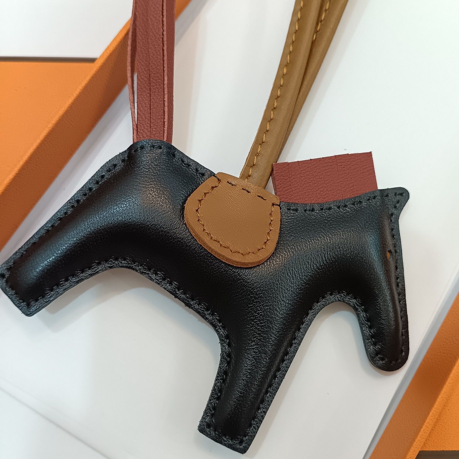 Hermes Rodeo PM Bag Charm in Black/Gold/Sesame Lambskin - Image 7