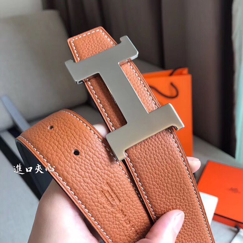 Hermes Constance Belt Buckle & Brown Clemence 38 MM Strap - Image 4