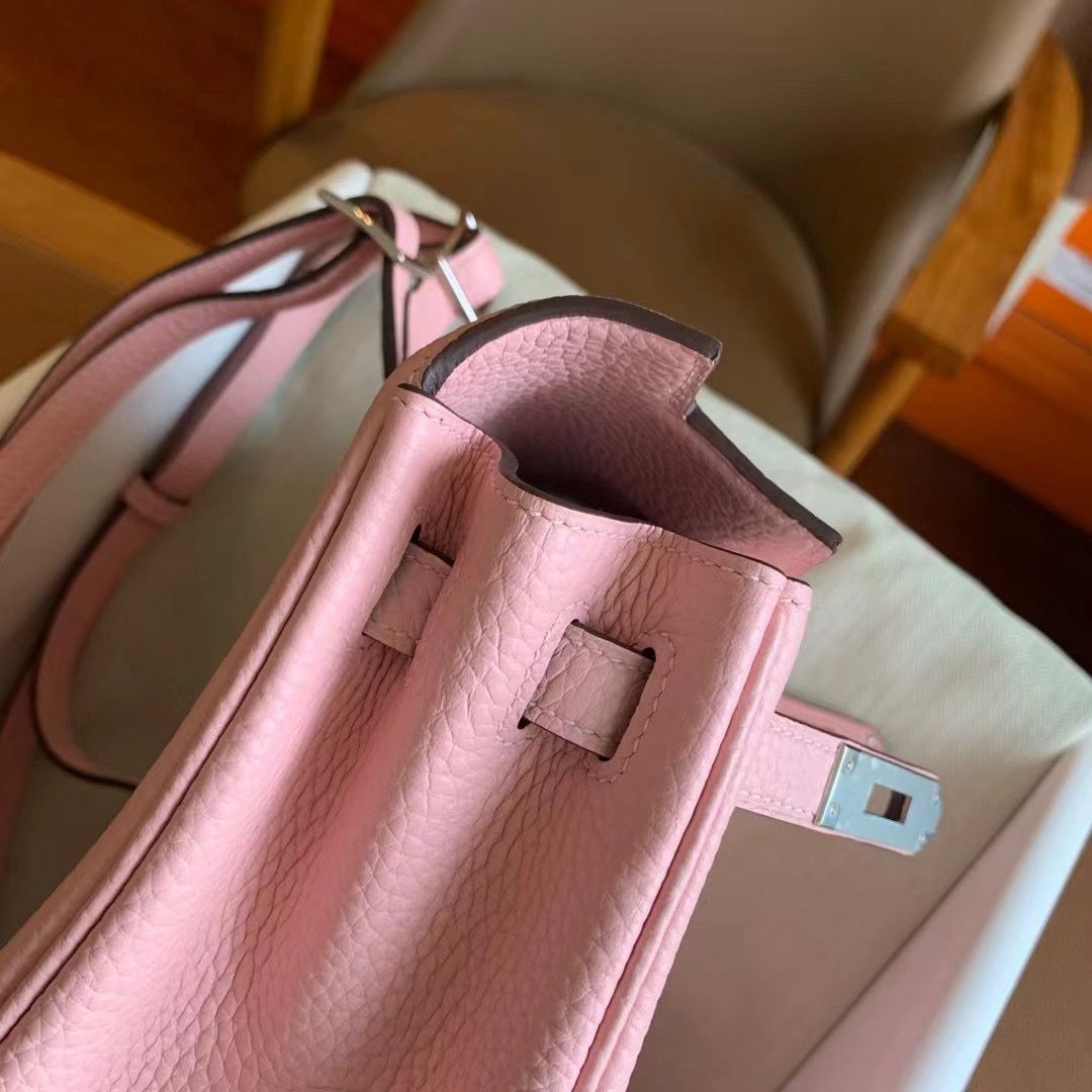 Hermes Kelly Ado Backpack in Rose Sakura Clemence Leather - Image 11