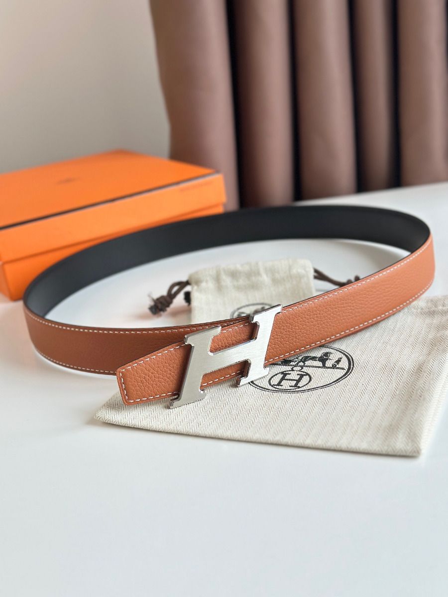 Hermes H Speed Reversible Belt 32MM in Gold Clemence Leather - Image 4