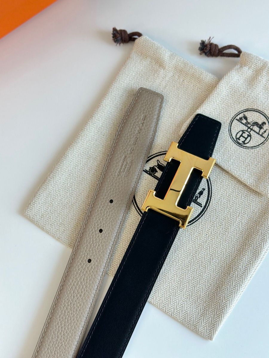 Hermes H Reversible Belt 32MM in Black Clemence Leather - Image 6