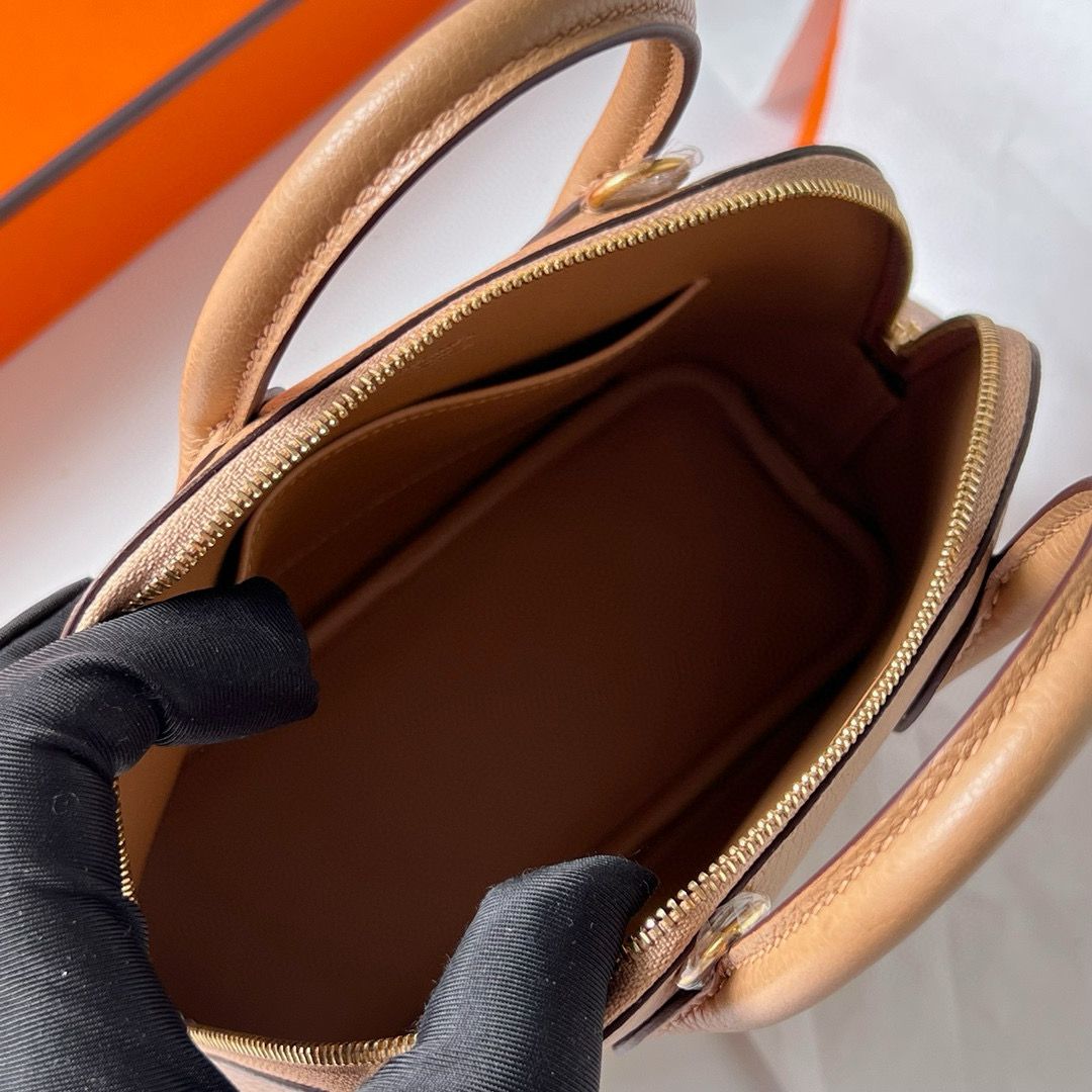 Hermes Bolide 1923 Mini Handmade Bag in Chai Chevre Mysore Goatskin - Image 8