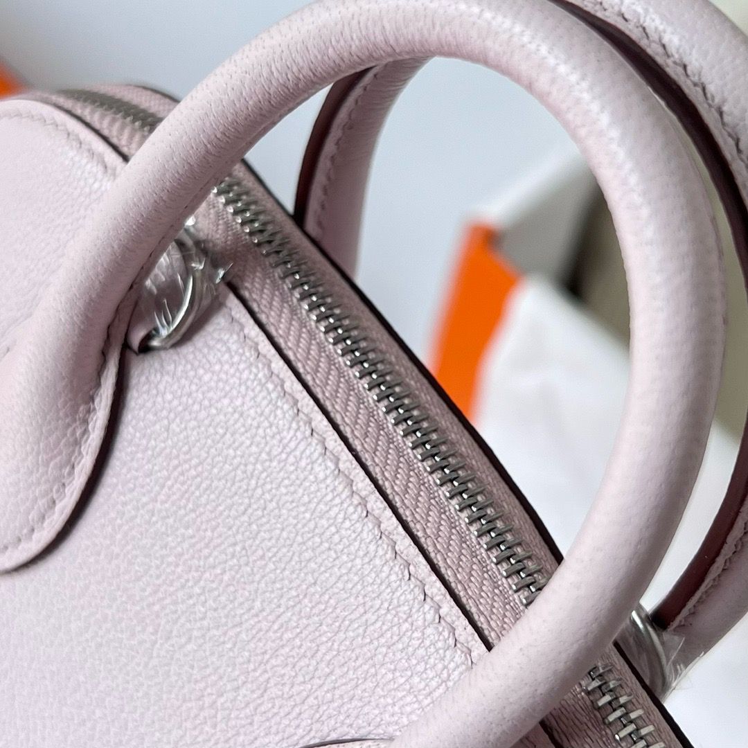 Hermes Bolide 1923 Mini Handmade Bag In Mauve Pale Chevre Mysore Leather - Image 5