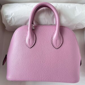 Hermes Bolide 1923 Mini Handmade Bag In Mauve Sylvestre Chevre Mysore Leather