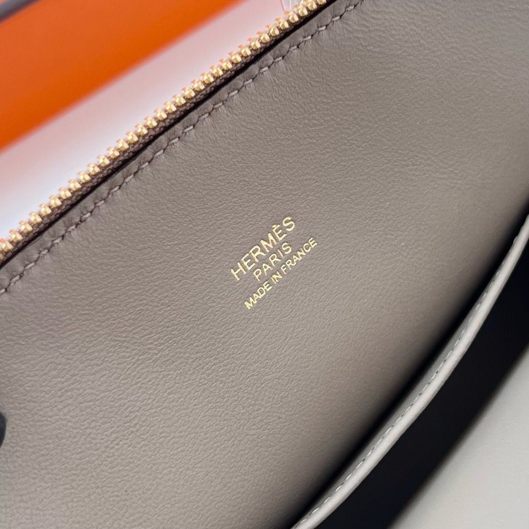 Hermes Bolide 1923 Mini Handmade Bag In Gris Asphalt Evercolor Calfskin - Image 9