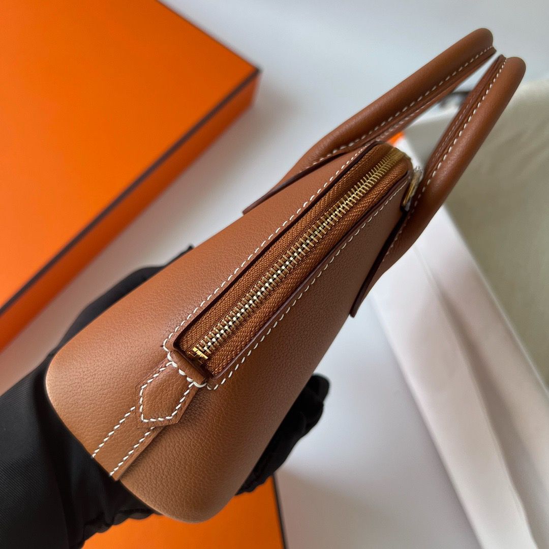 Hermes Bolide 1923 Mini Handmade Bag In Gold Evercolor Calfskin - Image 5