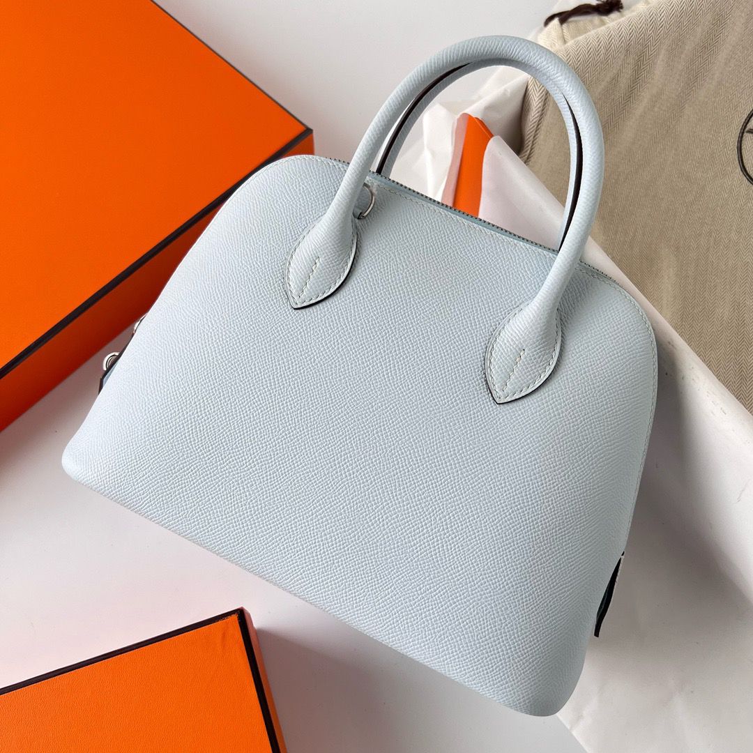 Hermes Bolide 1923 25 Handmade Bag In Blue Brume Epsom Calfskin - Image 3